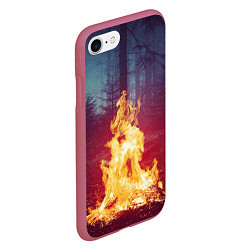 Чехол iPhone 7/8 матовый Пикник в лесу, цвет: 3D-малиновый — фото 2