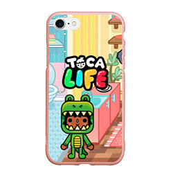 Чехол iPhone 7/8 матовый Toca Life: Crocodile, цвет: 3D-светло-розовый