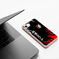 Чехол iPhone 7/8 матовый Атака Титанов: Нарисованный огонь, цвет: 3D-светло-розовый — фото 2