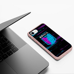 Чехол iPhone 7/8 матовый Атака Титанов: Неон, цвет: 3D-светло-розовый — фото 2
