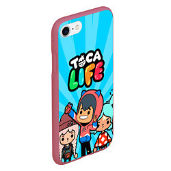 Чехол iPhone 7/8 матовый Toca Life: Friends, цвет: 3D-малиновый — фото 2