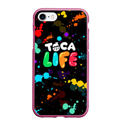 Чехол iPhone 7/8 матовый TOCA BOCA RAINBOW PAINTS ТОКА БОКА РАДУЖНЫЕ КРАСКИ, цвет: 3D-малиновый