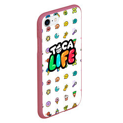 Чехол iPhone 7/8 матовый Логотип Toca Boca Тока Бока, цвет: 3D-малиновый — фото 2