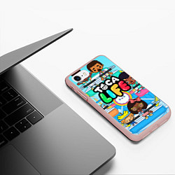 Чехол iPhone 7/8 матовый Toca Boca Тока Бока аттракцион, цвет: 3D-светло-розовый — фото 2