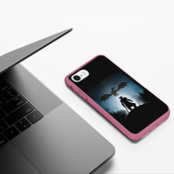 Чехол iPhone 7/8 матовый Силует драконорождённого, цвет: 3D-малиновый — фото 2