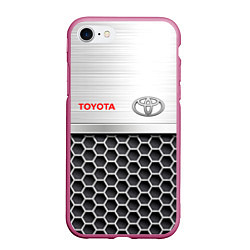 Чехол iPhone 7/8 матовый Toyota Стальная решетка, цвет: 3D-малиновый