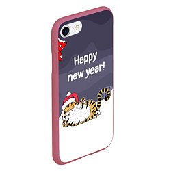 Чехол iPhone 7/8 матовый Happy New Year 2022 Тигр, цвет: 3D-малиновый — фото 2