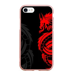 Чехол iPhone 7/8 матовый КРАСНЫЙ ДРАКОН ТАТУ RED DRAGON TATTOO, цвет: 3D-светло-розовый