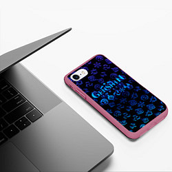 Чехол iPhone 7/8 матовый Genshin Impact NEON PATTERN SYMBOL, цвет: 3D-малиновый — фото 2