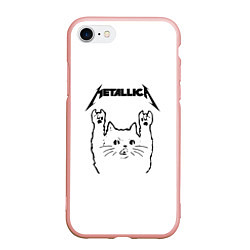 Чехол iPhone 7/8 матовый Metallica Meowtallica, цвет: 3D-светло-розовый