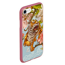 Чехол iPhone 7/8 матовый Китайский тигр Символ 2022 года, цвет: 3D-малиновый — фото 2