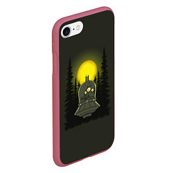 Чехол iPhone 7/8 матовый Шокированный пришелец в лесу, цвет: 3D-малиновый — фото 2