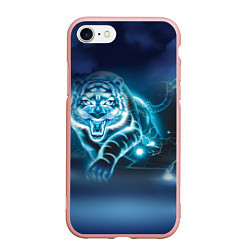 Чехол iPhone 7/8 матовый Молниеносный тигр, цвет: 3D-светло-розовый