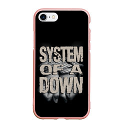 Чехол iPhone 7/8 матовый System of a Down, цвет: 3D-светло-розовый