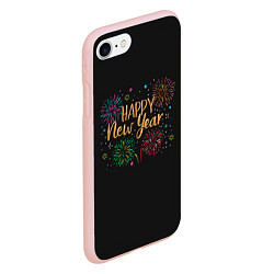 Чехол iPhone 7/8 матовый Fireworks Explosinons Happy New Year, цвет: 3D-светло-розовый — фото 2