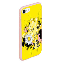 Чехол iPhone 7/8 матовый Жирафа с герберой, цвет: 3D-светло-розовый — фото 2