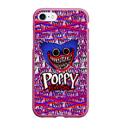Чехол iPhone 7/8 матовый Huggy Wuggy: Poppy Pattern, цвет: 3D-малиновый