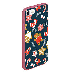 Чехол iPhone 7/8 матовый Merry Christmas!!!, цвет: 3D-малиновый — фото 2