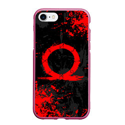 Чехол iPhone 7/8 матовый GOD OF WAR LOGO RED, БРЫЗГИ КРАСОК, цвет: 3D-малиновый