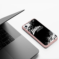 Чехол iPhone 7/8 матовый JOJOS BIZARRE ADVENTURE БРЫЗГИ КРАСОК СИМВОЛЫ, цвет: 3D-светло-розовый — фото 2