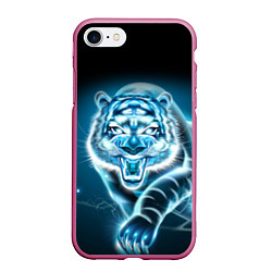 Чехол iPhone 7/8 матовый НЕНОНОВЫЙ ТИГР 2022 NEON TIGER NEW YEAR, цвет: 3D-малиновый