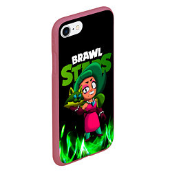 Чехол iPhone 7/8 матовый LOLA ЛОЛА BRAWLSTARS зеленый огонь, цвет: 3D-малиновый — фото 2