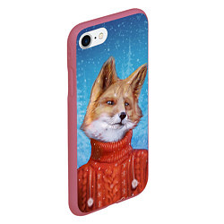 Чехол iPhone 7/8 матовый НОВОГОДНИЙ ЛИС CHRISTMAS FOX, цвет: 3D-малиновый — фото 2