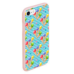 Чехол iPhone 7/8 матовый Разноцветное мороженое паттерн, цвет: 3D-светло-розовый — фото 2