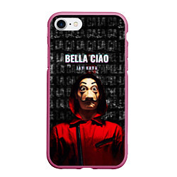 Чехол iPhone 7/8 матовый БУМАЖНЫЙ ДОМ, LA CASA DE PAPEL BELLA CIAO, цвет: 3D-малиновый