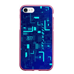 Чехол iPhone 7/8 матовый Киберпанк Зима 2022, цвет: 3D-малиновый