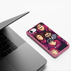 Чехол iPhone 7/8 матовый БУМАЖНЫЙ ДОМ ПИКСЕЛИ LA CASA DE PAPEL, цвет: 3D-малиновый — фото 2