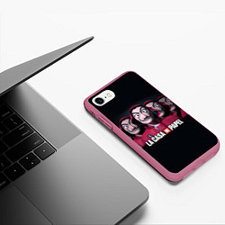Чехол iPhone 7/8 матовый LA CASA DE PAPEL BELLA CIAO БУМАЖНЫЙ ДОМ, цвет: 3D-малиновый — фото 2