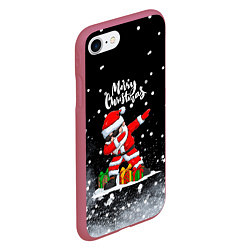 Чехол iPhone 7/8 матовый Santa Dabbing с подарками, цвет: 3D-малиновый — фото 2