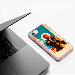 Чехол iPhone 7/8 матовый One Punch-Man Эпичный Сайтама, цвет: 3D-светло-розовый — фото 2