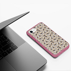 Чехол iPhone 7/8 матовый Щенки Бульдога, цвет: 3D-малиновый — фото 2