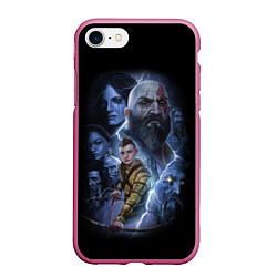 Чехол iPhone 7/8 матовый GOD OF WAR РАГНАРЁК, цвет: 3D-малиновый