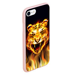 Чехол iPhone 7/8 матовый Тигр В Пламени, цвет: 3D-светло-розовый — фото 2