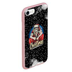 Чехол iPhone 7/8 матовый Merry Christmas Santa с пистолетом, цвет: 3D-баблгам — фото 2