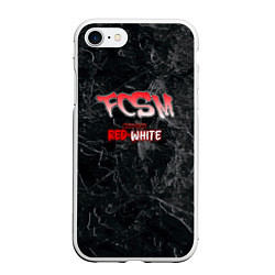 Чехол iPhone 7/8 матовый Born to be red-white, цвет: 3D-белый