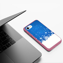 Чехол iPhone 7/8 матовый Снежинки - С Новым Годом, цвет: 3D-малиновый — фото 2