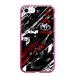 Чехол iPhone 7/8 матовый Toyota - Следы шин, цвет: 3D-малиновый