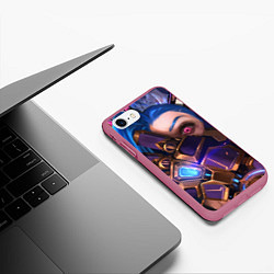 Чехол iPhone 7/8 матовый JINX ПРИКРЫВАЕТ ЛИЦО LOL, цвет: 3D-малиновый — фото 2