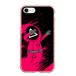 Чехол iPhone 7/8 матовый DABBING SOLIDER ИГРА В КАЛЬМАРА, цвет: 3D-светло-розовый