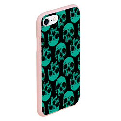 Чехол iPhone 7/8 матовый Узор из зелёных черепков, цвет: 3D-светло-розовый — фото 2