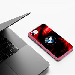 Чехол iPhone 7/8 матовый BMW RED BEAST, цвет: 3D-малиновый — фото 2