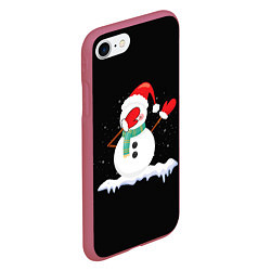 Чехол iPhone 7/8 матовый Cartoon Dab Snowman, цвет: 3D-малиновый — фото 2