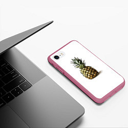 Чехол iPhone 7/8 матовый Pineapple watercolor, цвет: 3D-малиновый — фото 2