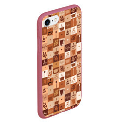 Чехол iPhone 7/8 матовый Кофейная Символика, цвет: 3D-малиновый — фото 2