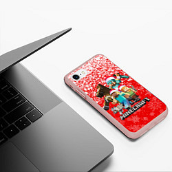 Чехол iPhone 7/8 матовый НОВОГОДНИЙ МАЙНКРАФТ, НОВЫЙ ГОД 2022,, цвет: 3D-светло-розовый — фото 2