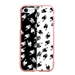 Чехол iPhone 7/8 матовый FAIRY TAIL BLACK WHITE ХВОСТ ФЕИ СИМВОЛЫ ЧЁРНО БЕЛ, цвет: 3D-светло-розовый
